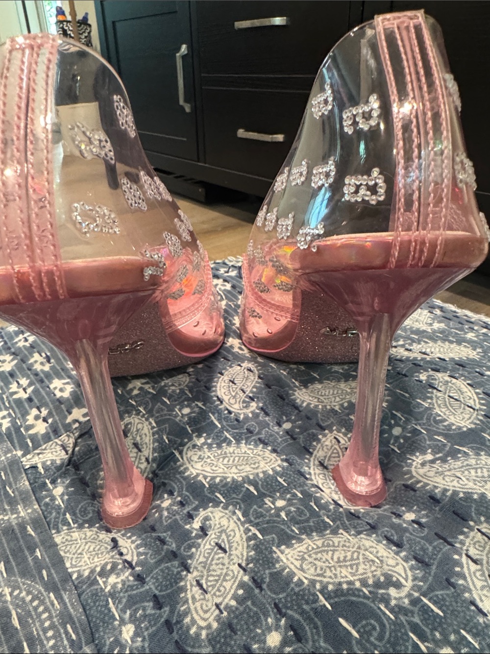 Barbie Pink Transparent Pointed-Toe High Heels with Logo Print - Picture 7 of 15